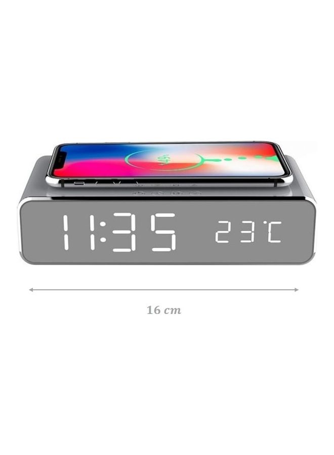 NIBEMINENT 3 In 1 Wireless Charger With Decorative Clock Silver - Image 3