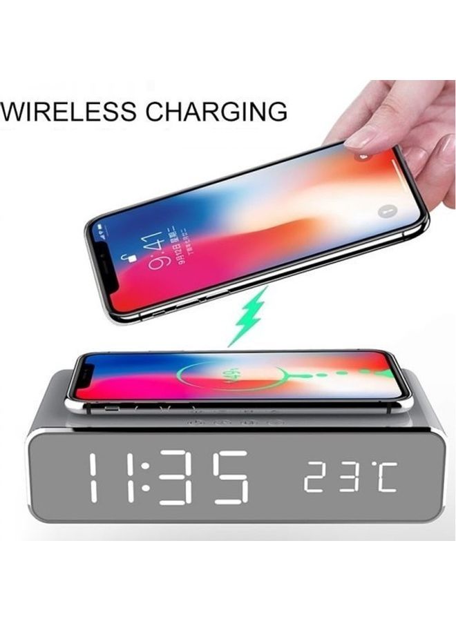 NIBEMINENT 3 In 1 Wireless Charger With Decorative Clock Silver - Image 4