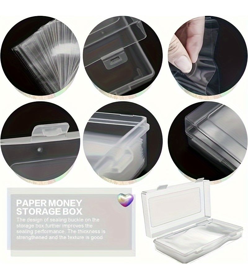 300Pcs Transparent Bill Holder Storage Case Durable PP Snap Closure - Image 5