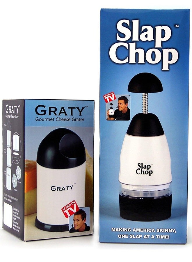 Slap Chop Original Slap Chop Slicer with Stainless Steel Blades & Cheese Graty | Manual Food Chopper & Twist Grater for Cheese, Vegetables, Salad Toppings, & More | Lightweight & Easy to Clean - Image 1
