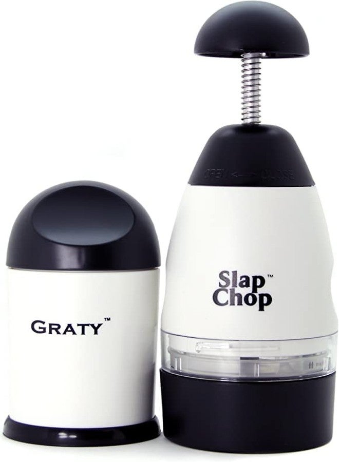 Slap Chop Original Slap Chop Slicer with Stainless Steel Blades & Cheese Graty | Manual Food Chopper & Twist Grater for Cheese, Vegetables, Salad Toppings, & More | Lightweight & Easy to Clean - Image 2