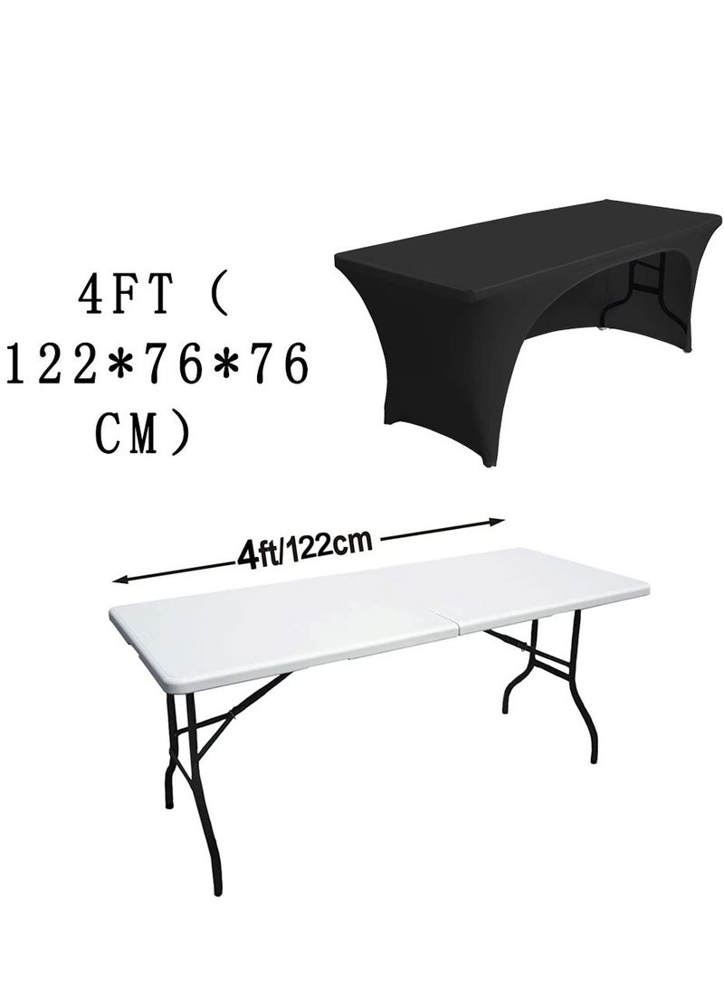 HomarKet Spandex Tablecloth , 122*76*76CM Washable and Wrinkle Resistant Stretch Rectangular Fitted Patio Table Cover for Event, Wedding, Banquet & Parties (4FT,Black)  - Image 4