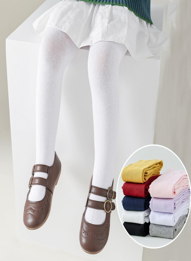 Marchare Baby Girls Tights Thick Cotton Solid Leggings 2-4 T Winter Warm Stockings With Non Slip Grips White - Image 5
