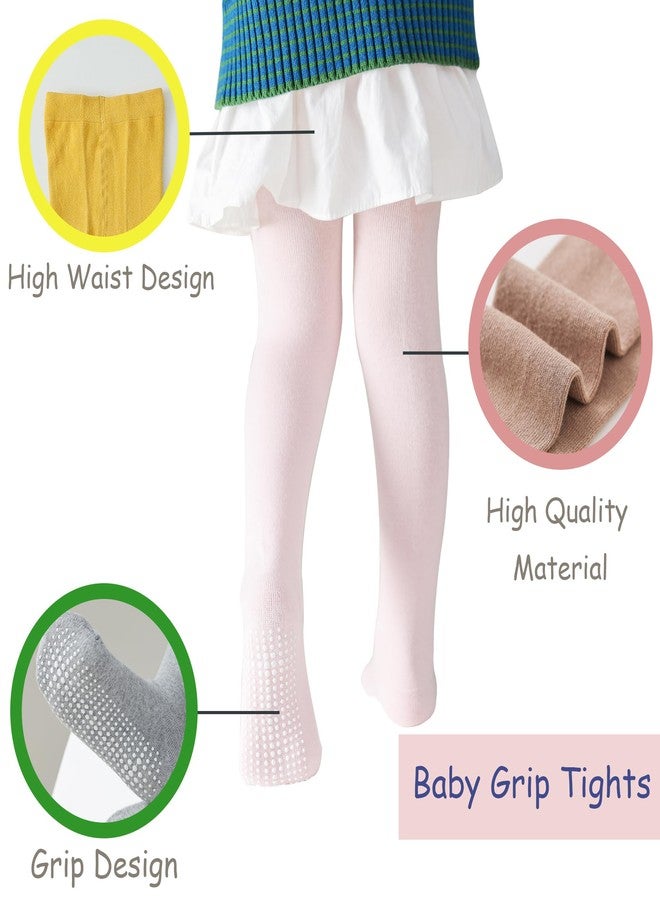 Marchare Baby Girls Tights Thick Cotton Solid Leggings 2-4 T Winter Warm Stockings With Non Slip Grips White - Image 2