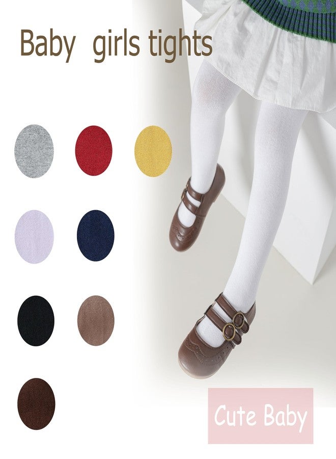 Marchare Baby Girls Tights Thick Cotton Solid Leggings 2-4 T Winter Warm Stockings With Non Slip Grips White - Image 3