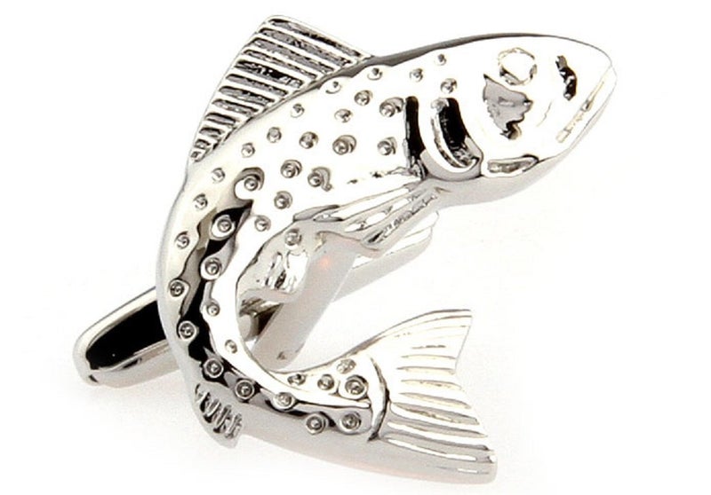 MRCUFF Fish Fishing Pair Cufflinks in a Presentation Gift Box & Polishing Cloth - Image 1