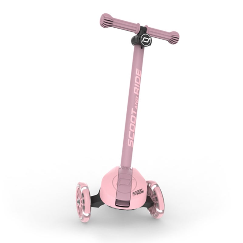 SCOOT AND RIDE Highwaykick 3S LED Rose – Adjustable 3-Wheel Kids Scooter with Light-Up Wheels, Foldable & Stable Design for Ages 3+ - Image 2