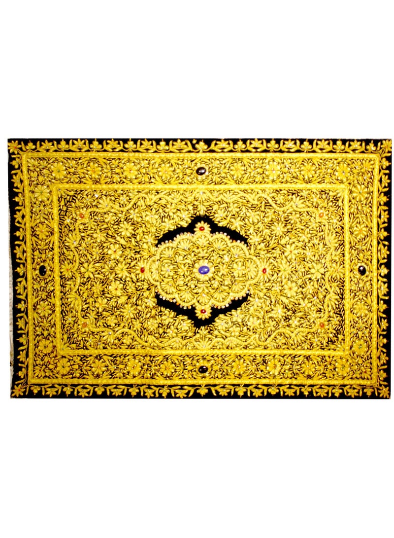 Antique Museum HANDMADE GOLDEN WALL HANGING STONE WORK WITH TUSSEL 2.5X4FT-SSS543  - Image 3