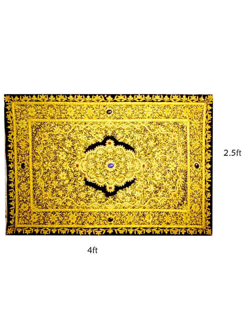Antique Museum HANDMADE GOLDEN WALL HANGING STONE WORK WITH TUSSEL 2.5X4FT-SSS543  - Image 2