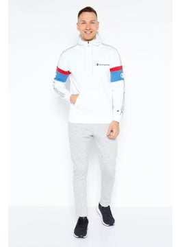Champion Men Sportswear Fit Long Sleeves Outdoor Hooded Sweatshirt, White Combo  - Image 3