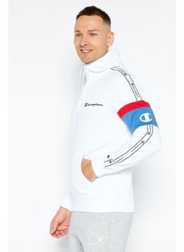 Champion Men Sportswear Fit Long Sleeves Outdoor Hooded Sweatshirt, White Combo  - Image 4