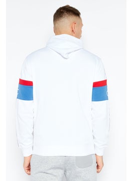 Champion Men Sportswear Fit Long Sleeves Outdoor Hooded Sweatshirt, White Combo  - Image 2