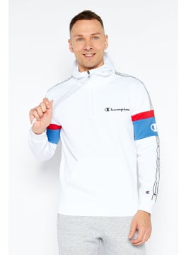 Champion Men Sportswear Fit Long Sleeves Outdoor Hooded Sweatshirt, White Combo  - Image 1