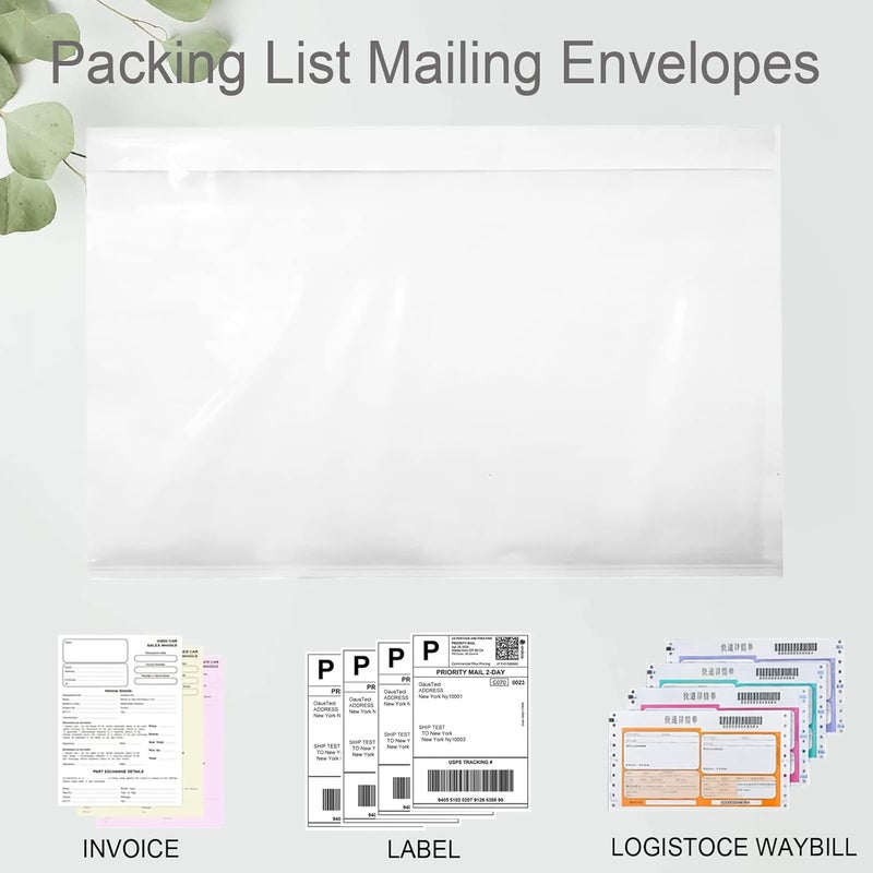 OausTect Packing Slip Envelope Pouches, 7.5'' X 5.5'' 200Pcs Shipping Label Sleeves, Packing List Mailing Envelopes, Clear Shipping Sleeves for Labels - Image 2