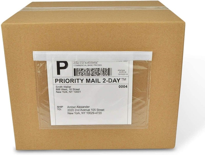 OausTect Packing Slip Envelope Pouches, 7.5'' X 5.5'' 200Pcs Shipping Label Sleeves, Packing List Mailing Envelopes, Clear Shipping Sleeves for Labels - Image 1