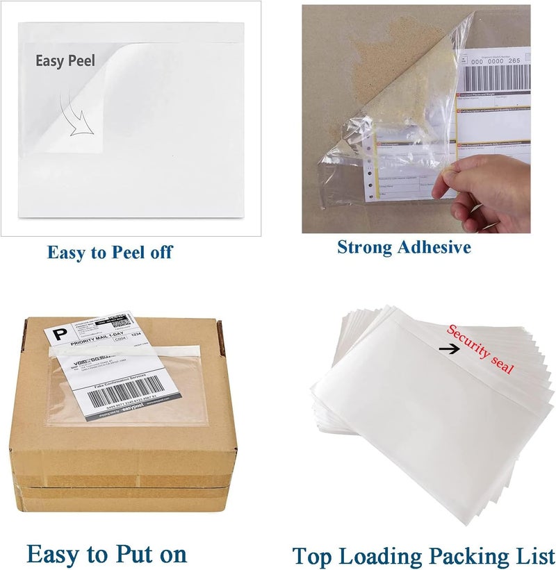 OausTect Packing Slip Envelope Pouches, 7.5'' X 5.5'' 200Pcs Shipping Label Sleeves, Packing List Mailing Envelopes, Clear Shipping Sleeves for Labels - Image 4
