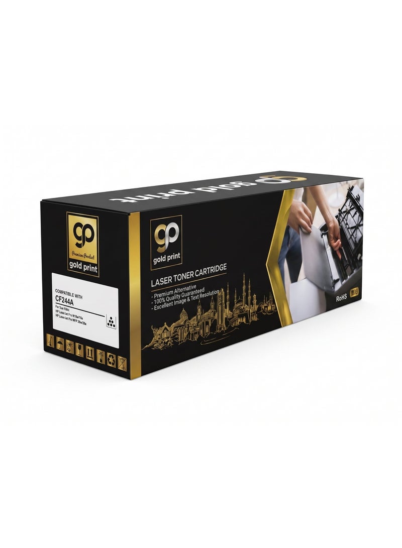 طباعة الذهب Gold Print Premium Toner Cartridge CF244A 44A Compatible For HP LaserJet Pro M15w, 15a, HP LaserJet Pro MFP 28w, 28a  Toner: Refined toner is infinitely close to original toner to achieve high color printing. - Image 1