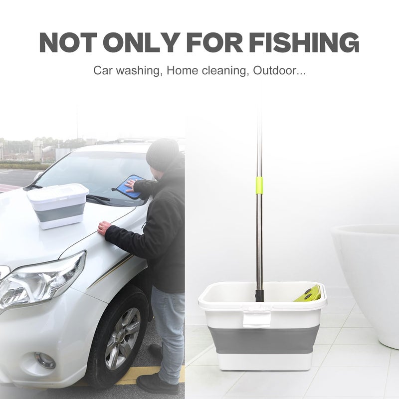 VEYWANE Live Bait or Fish Bucket with Aerator, 14 Quarts Multi-Function Collapsible Fishing Container Box with Rechargeable Air Pump - Image 5