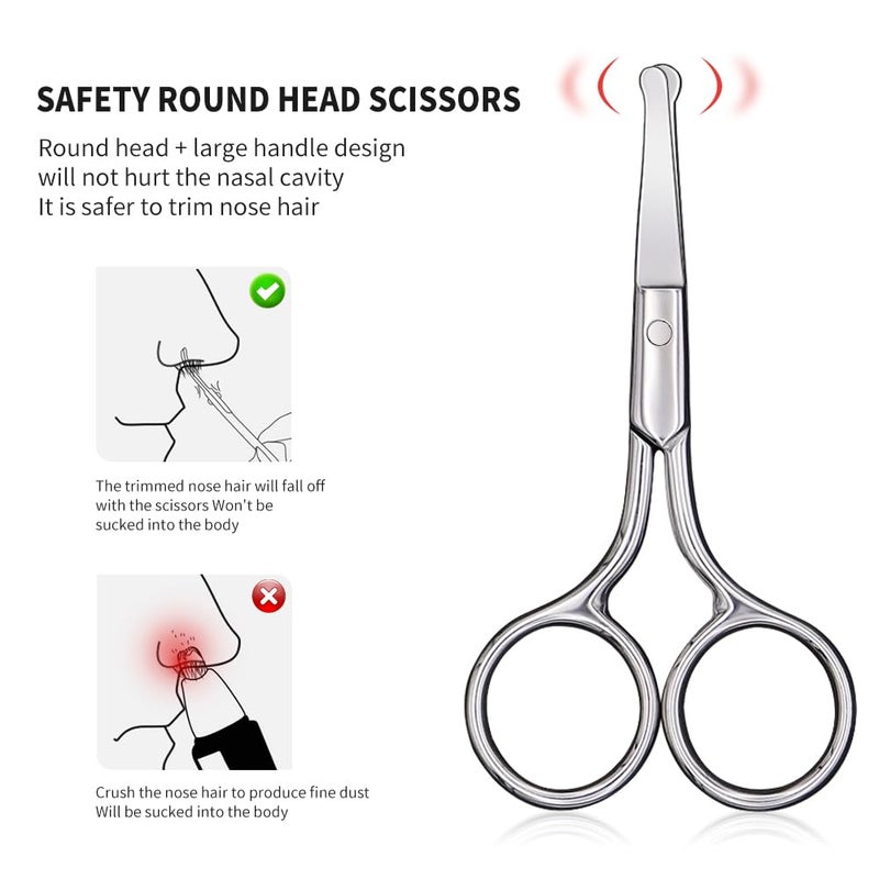 AsonTao Small Scissors With Round Tip Design - Professional Grooming for Hair, Eyelashes, Nose, Eyebrow Trimming, Mustache - Will Not Hurt the Nasal Cavity - Image 5