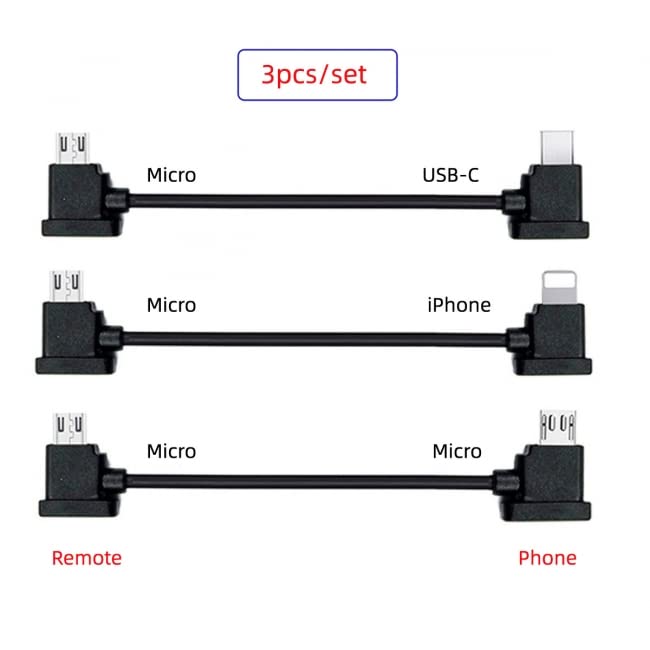cablecc 3pcs/Set Remote Controller Data Cable Type-C & Micro & to Micro USB for Mavic Pro Platinum Mavic Park RC Accessories - Image 2