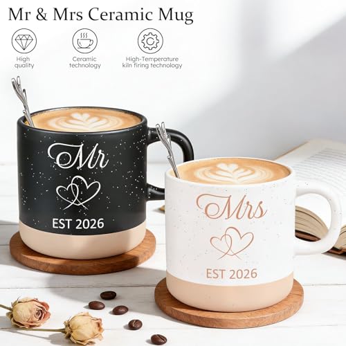 Giftota 2026 Mr & Mrs Gift Set for Couples, Engagement Gift with Mugs, Scented Candle & Crystal Wedding Ornament 2026, Wedding Gift for Newlyweds, Bridal Shower Gift, Engaged 2026 - Image 3