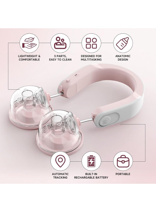 Bellababy Wearable Breast Pump, Hands-Free Electric Double Breast Pump Hanging-Neck Heating Tech for Neck. 3 Modes & 9 Levels, Effective Suction, Portable & Discreet, Leak-Proof & Quiet. 24mm Flanges - Image 3