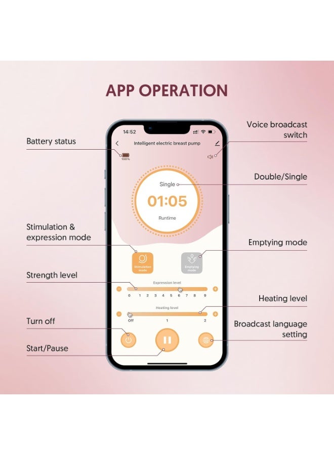 Bellababy Wearable Breast Pump, Hands-Free Electric Double Breast Pump Hanging-Neck Heating Tech for Neck. 3 Modes & 9 Levels, Effective Suction, Portable & Discreet, Leak-Proof & Quiet. 24mm Flanges - Image 2