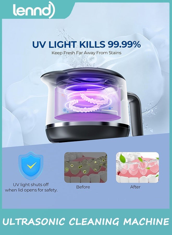 LENND Ultrasonic Cleaner Machine - 45kHz Ultrasonic Jewelry Cleaner - 200ML Mouth Guard & Denture Cleaner Pod - 5 Modes with Digital Timer - Image 3