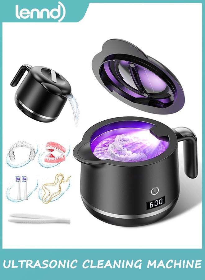 LENND Ultrasonic Cleaner Machine - 45kHz Ultrasonic Jewelry Cleaner - 200ML Mouth Guard & Denture Cleaner Pod - 5 Modes with Digital Timer - Image 1