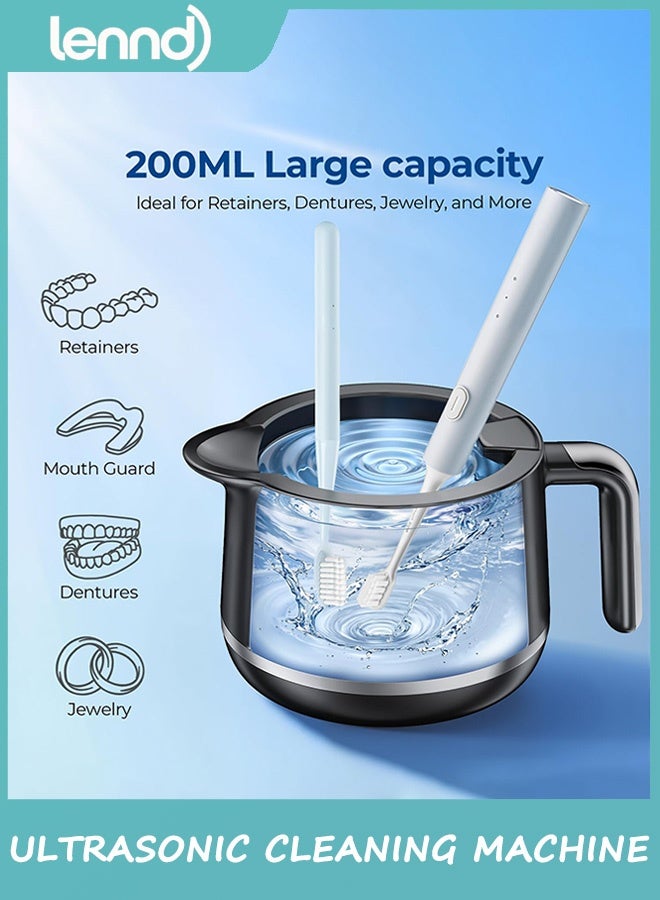 LENND Ultrasonic Cleaner Machine - 45kHz Ultrasonic Jewelry Cleaner - 200ML Mouth Guard & Denture Cleaner Pod - 5 Modes with Digital Timer - Image 5