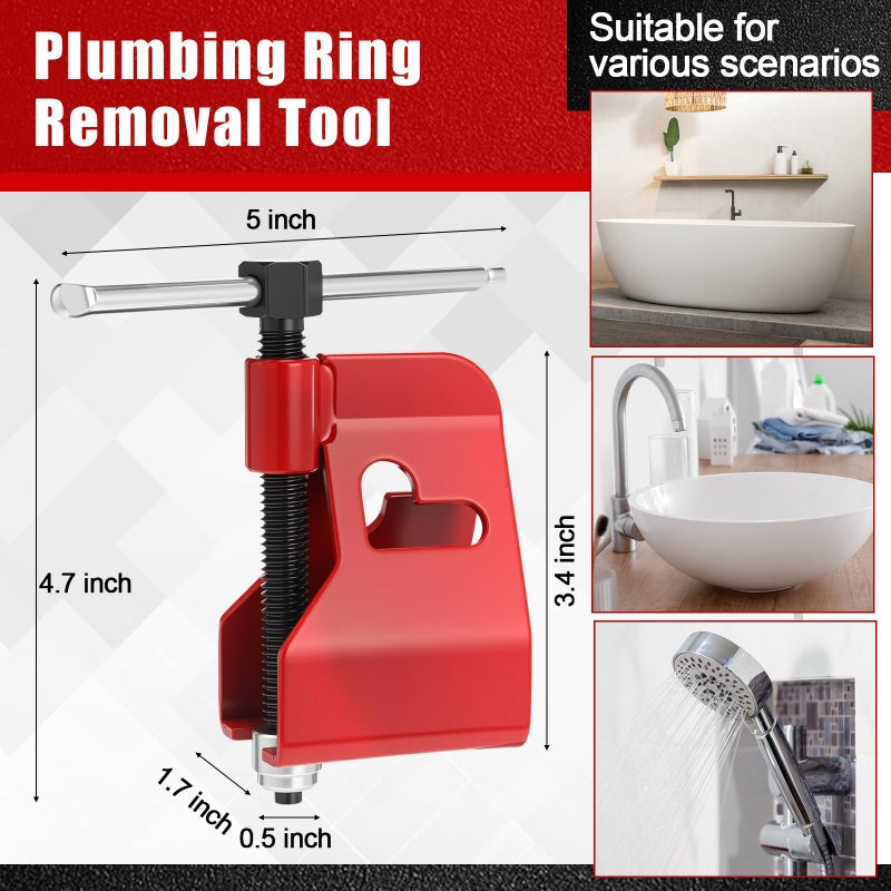 Lanties 5 Pcs Angle Stop Wrench Kit Plumbing Tool, Compression Sleeve Puller for 1/2" Compression Fittings, Ferrule Puller Removal Tool for 1/2" Copper Tubing Nut, 4-way Multi-functional Utility Key - Image 5
