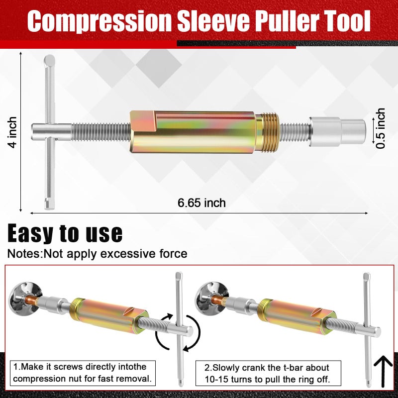 Lanties 5 Pcs Angle Stop Wrench Kit Plumbing Tool, Compression Sleeve Puller for 1/2" Compression Fittings, Ferrule Puller Removal Tool for 1/2" Copper Tubing Nut, 4-way Multi-functional Utility Key - Image 4