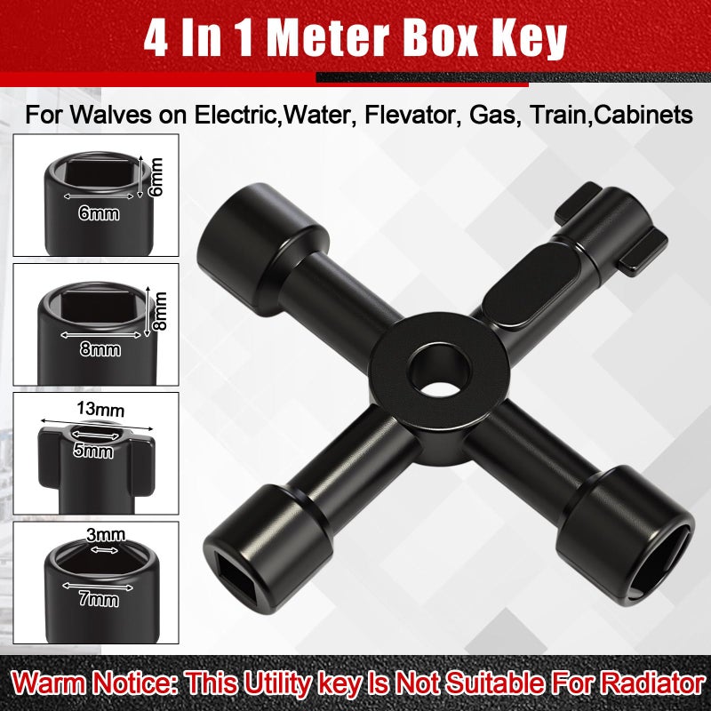 Lanties 5 Pcs Angle Stop Wrench Kit Plumbing Tool, Compression Sleeve Puller for 1/2" Compression Fittings, Ferrule Puller Removal Tool for 1/2" Copper Tubing Nut, 4-way Multi-functional Utility Key - Image 3