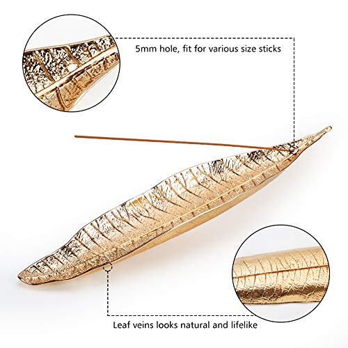 Accmor Incense Holder Set, Leaf and Snail Incense Burner, Incense Ash Catcher, Incense Sticks Holder for Counters, Meditation Room, Yoga, Home, Office, Gold - Image 3