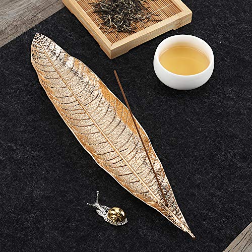 Accmor Incense Holder Set, Leaf and Snail Incense Burner, Incense Ash Catcher, Incense Sticks Holder for Counters, Meditation Room, Yoga, Home, Office, Gold - Image 2