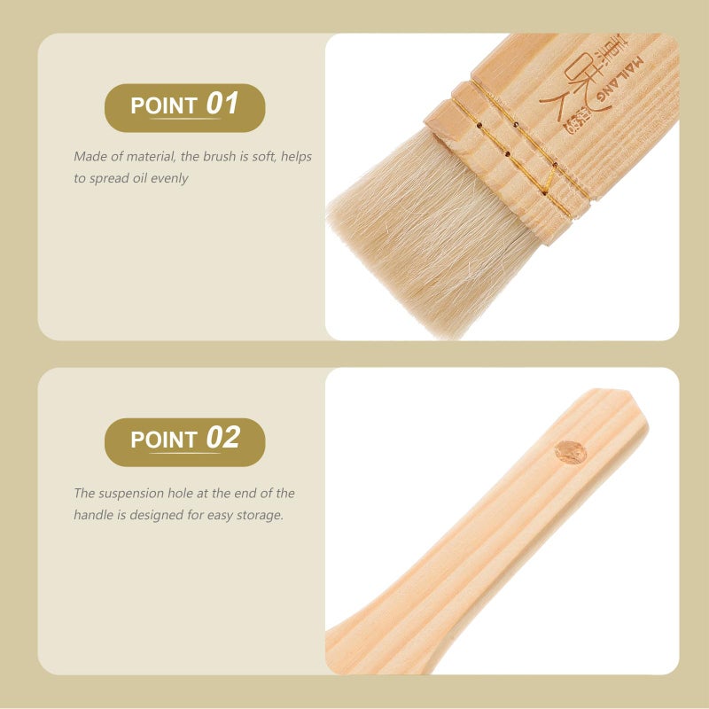 Natural Wool Bristle Pastry Brush For Baking Cooking Basting Sauce Marinade Application - Image 5