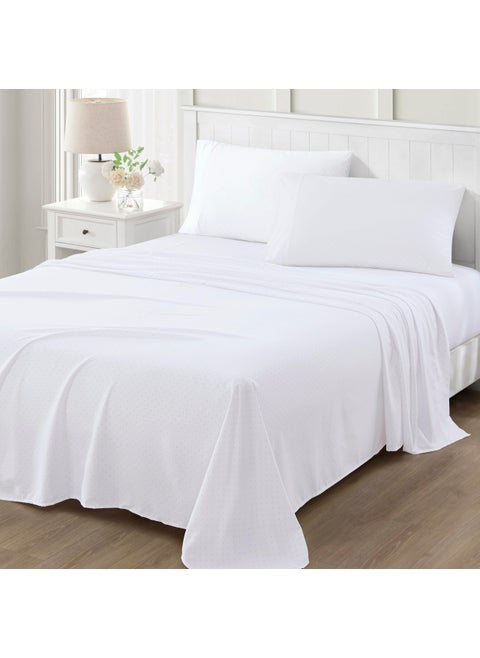 MARTHA STEWART Ultra Soft Brushed and Washed Microfiber 4 Piece Sheet Set  Easy Care  Deep Pocket Comfy Sheets  1 Flat Sheet  1 Fitted Sheet  2 Std. Pillowcases  Queen Size  White & Blush Pink