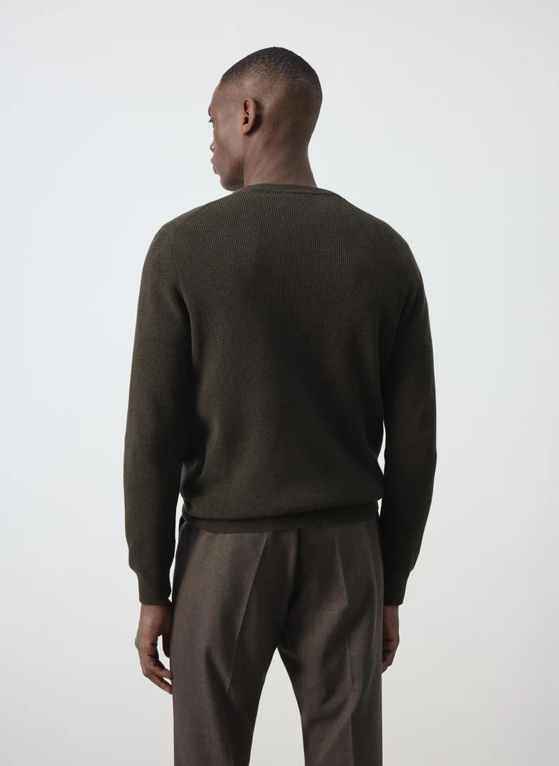 مانجو مان 100% Cotton Fine Ribbed Knit Jumper