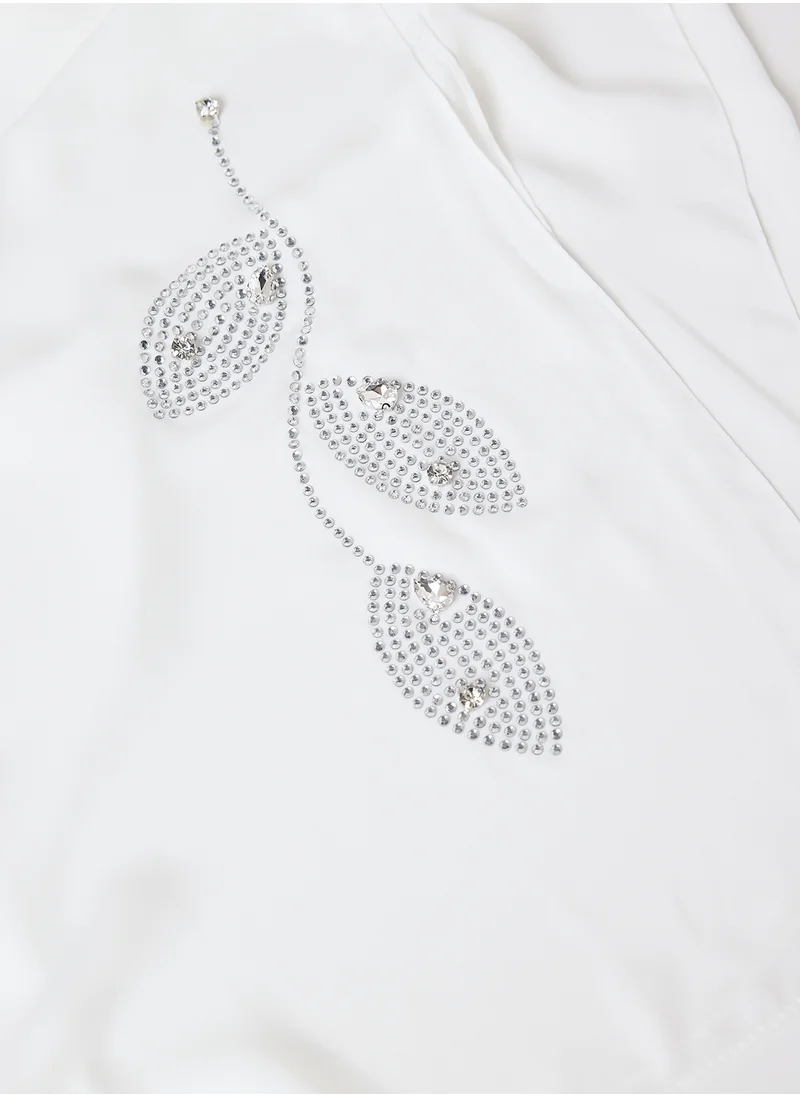 خزانة Leaf Detail Diamante Long Hijab Scarf