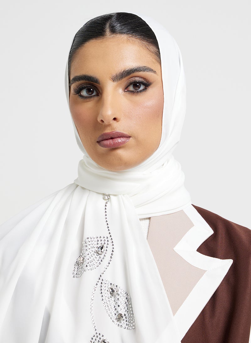 خزانة وشاح حجاب طويل مزين بأوراق لامعة - Image 3