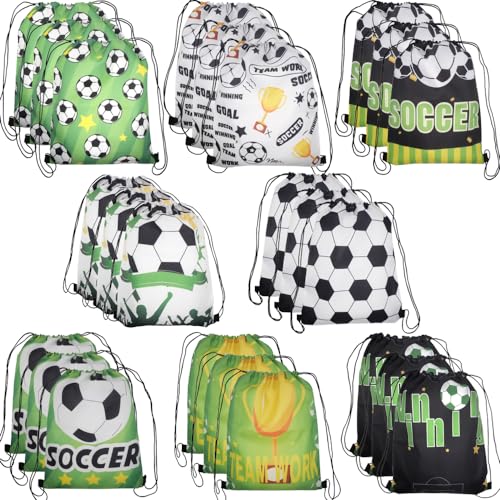 Aikelai 24pcs Kids/Teenagers Soccer Goodie Bags - Drawstring Bags for Boys' Soccer Birthday Party Supplies - Image 1