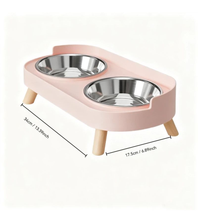 طقم وعاءين مرتفعين من Green Feeder للحيوانات الأليفة الصغيرة، مريح للرقبة، حماية من الانسكاب، تصميم أنيق - Image 3
