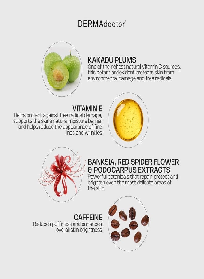 DERMAdoctor Vitamin C Under Eye Cream - Caffeine & Vitamin E | for Dark Circles, Bags Under Eyes, Wrinkles, Puffiness, Eye Fatigue, Dehydration - Anti-Aging Under-Eyes Vitamins & Moisturizer Soufflé - Image 5