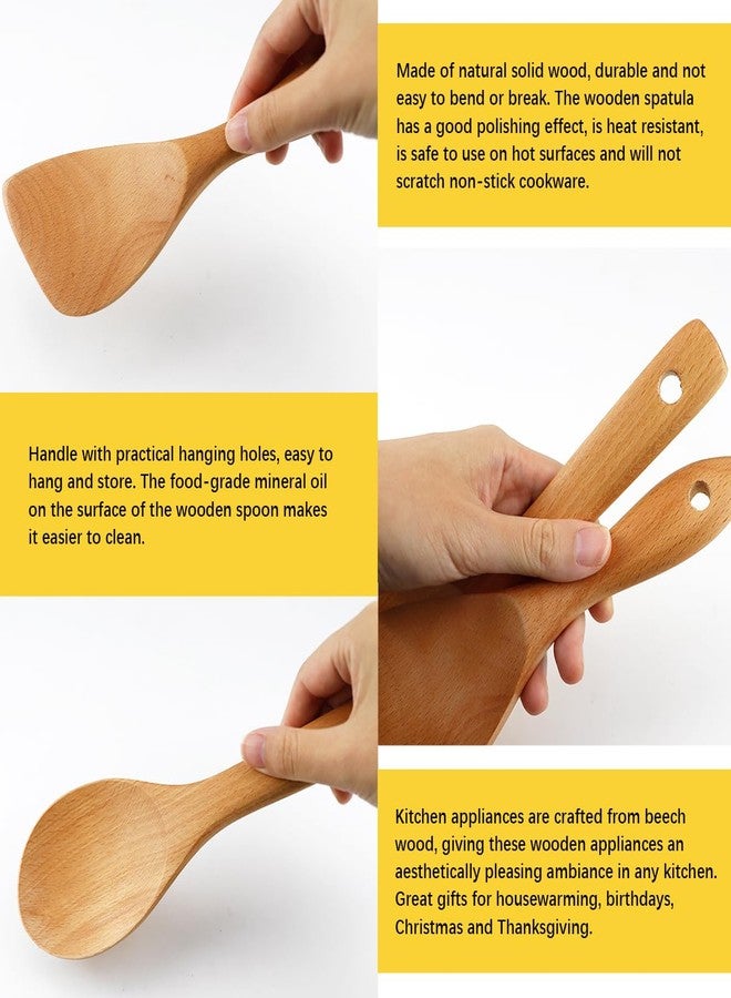 DOERDO DD DOERDO 2Pcs Wooden Rice Paddle Nonstick Spatula Cooking Utensil for Sushi, Mashed Potato, 8.9" x 2.9" - Image 3