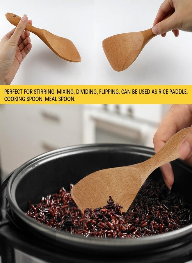 DOERDO DD DOERDO 2Pcs Wooden Rice Paddle Nonstick Spatula Cooking Utensil for Sushi, Mashed Potato, 8.9" x 2.9" - Image 5