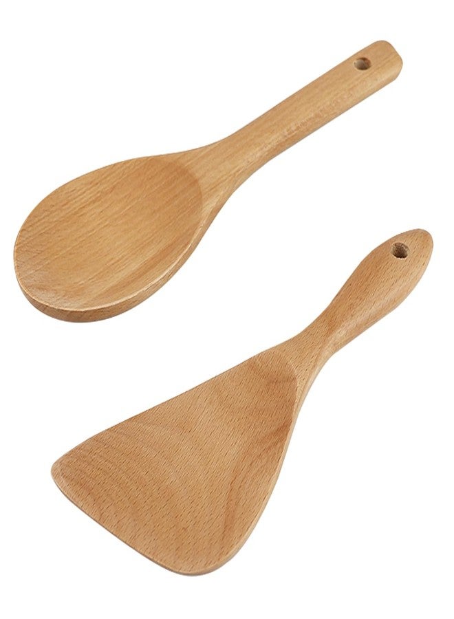 DOERDO DD DOERDO 2Pcs Wooden Rice Paddle Nonstick Spatula Cooking Utensil for Sushi, Mashed Potato, 8.9" x 2.9" - Image 1
