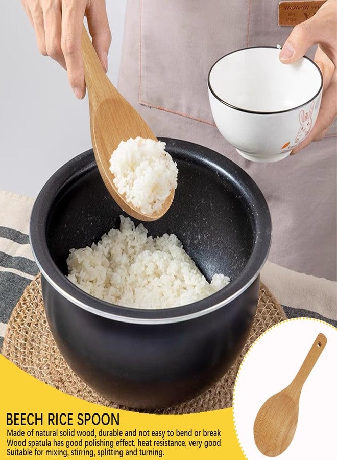 DOERDO DD DOERDO 2Pcs Wooden Rice Paddle Nonstick Spatula Cooking Utensil for Sushi, Mashed Potato, 8.9" x 2.9" - Image 4