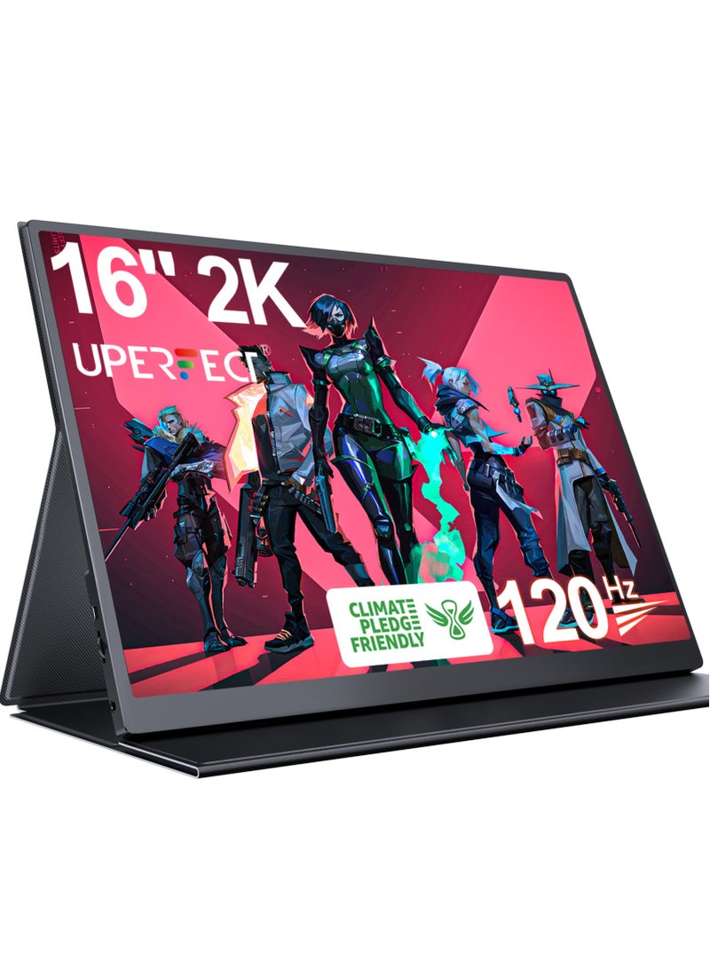 UPERFECT 2K 16'' Portable Monitor 2560*1600 QHD external Screen Display USB C Mini HDMI for Laptop PC Smartphone XBO Switch PS4/5, Metal Body, Portable Screen VESA Mountable - Image 1