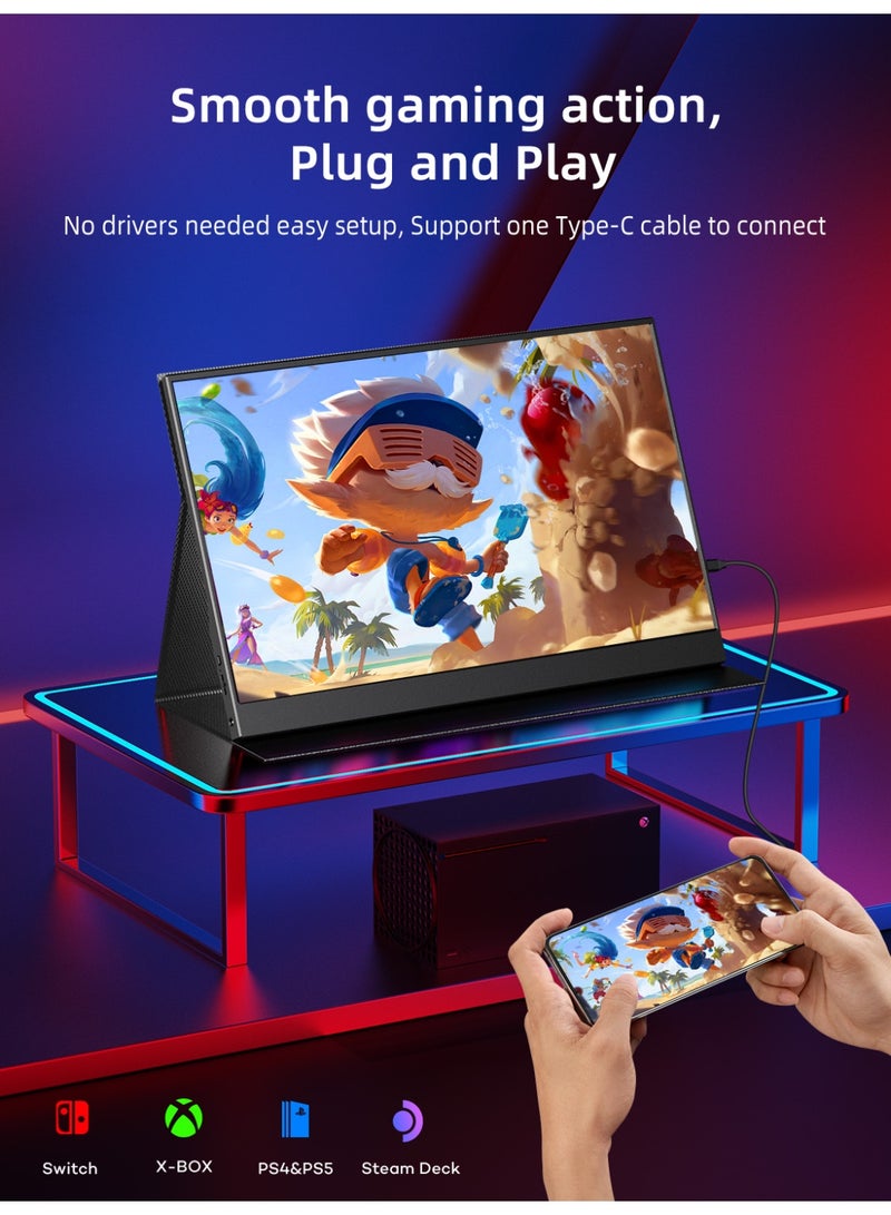 UPERFECT 2K 16'' Portable Monitor 2560*1600 QHD external Screen Display USB C Mini HDMI for Laptop PC Smartphone XBO Switch PS4/5, Metal Body, Portable Screen VESA Mountable - Image 5
