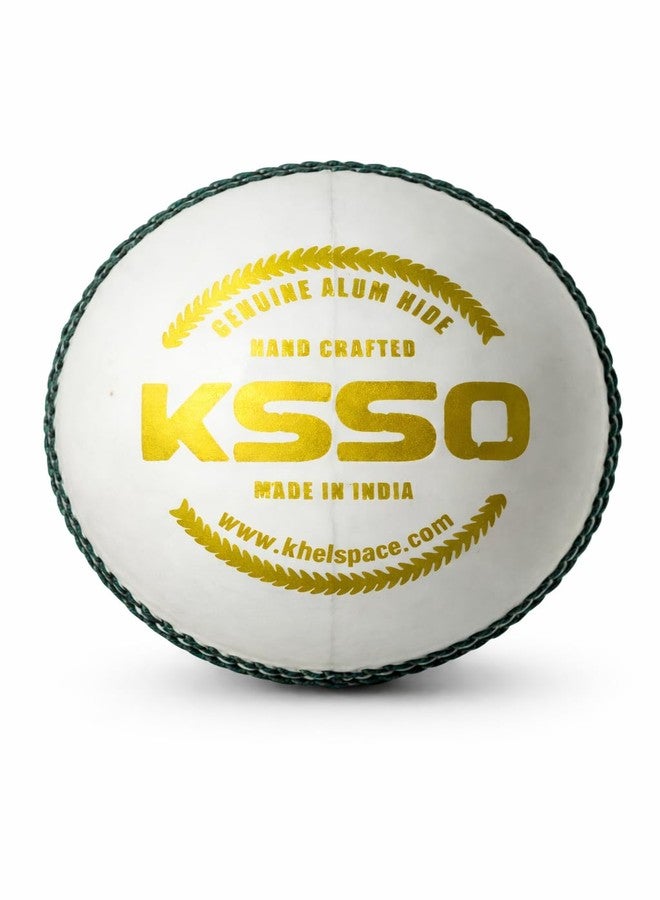 KHELSPACE KS-50 White Leather Cricket Ball | Premium Hand-Stitched | Match & Practice Ball for Swing & Seam | Professional Club, Academy & Tournament Use| Pack of 1 - Image 1